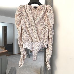 AFRM, XS, Danna ruffle long sleeve front wrap thong bodysuit, Spring Must!!